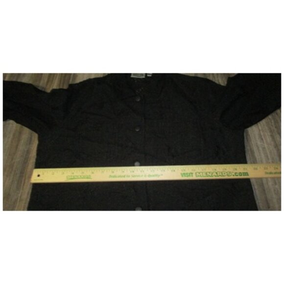 CHICOS Size 2 US Sz L 12 Womens Top Button Down Shirt Black Sheer Print Festival - Picture 8 of 12